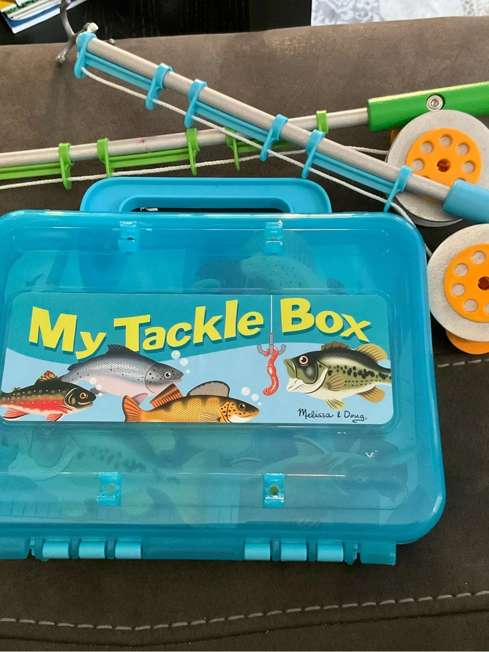 Melissa & Doug Bright Turquoise Kids Fishing Tackle Playset